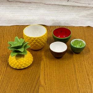 Colorful World Market Glass White Pineapple stacking Measuring Cups